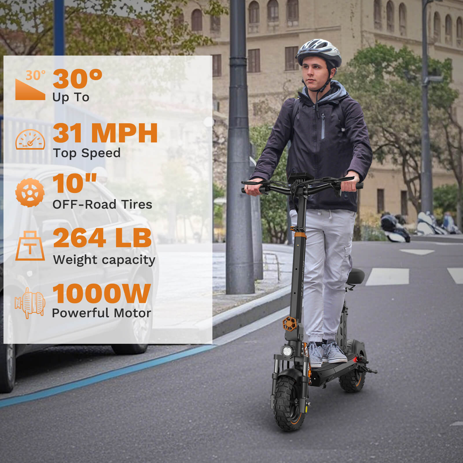 Glidezone  RT6 Foldable Electric Commuter Scooter for Adults, 1000W Motor, 873Wh Battery